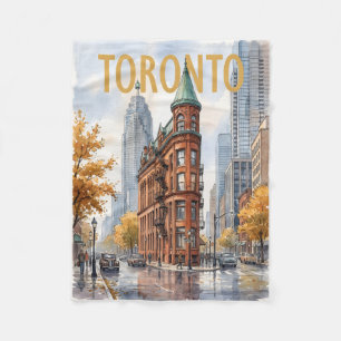 Toronto Canada Vintage Travel Fleece Blanket