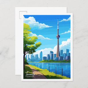 Toronto Canada vintage travel illustration Postcard