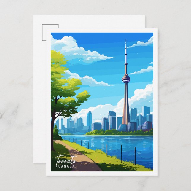 Toronto Canada vintage travel illustration Postcard (Front/Back)
