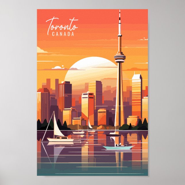Toronto Canada vintage travel illustration Poster (Front)