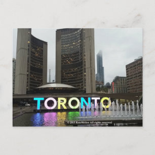Toronto City Hall With Pan Am Sign by RoseWrites Postcard