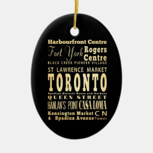 Toronto City of Canada Typography Art Ceramic Tree Decoration