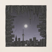 Toronto City Skyline Full Moon Purple Night Sky