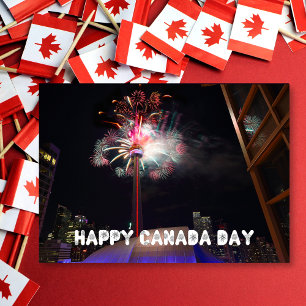 Toronto CN Tower Fireworks Happy Canada Day Card