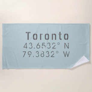 Toronto Latitude and Longitude Beach Towel