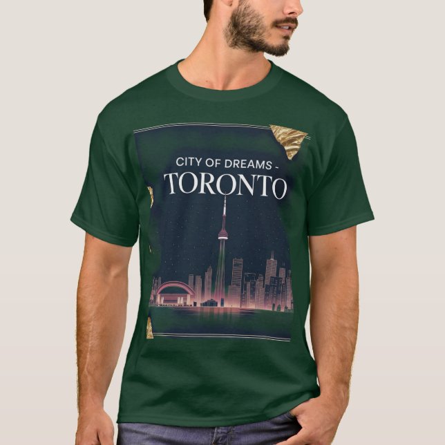 Toronto Nightfall - Opulent Cityscape T-Shirt (Front)