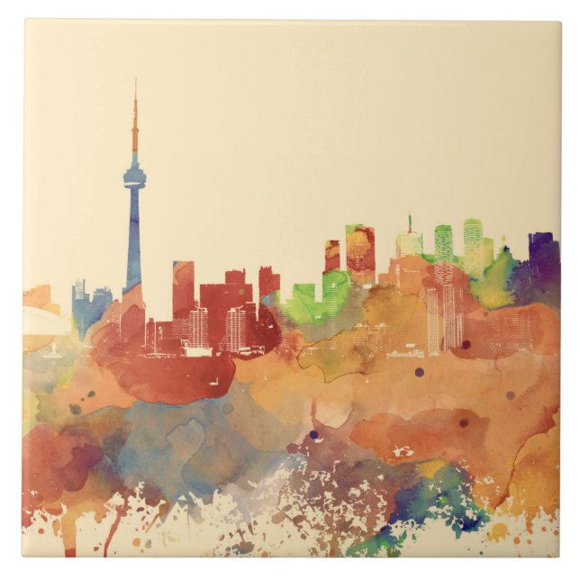Toronto Ontario Canada Orange Skyline Design 248 Tile (Front)