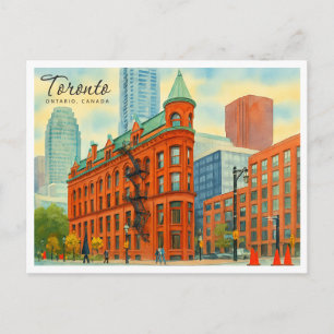 Toronto Ontario Canada Retro Watercolor Holiday Postcard