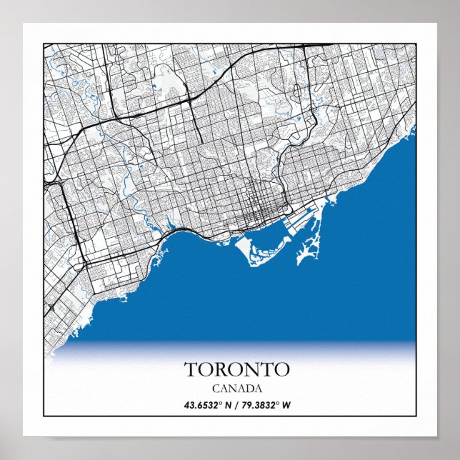 Toronto Ontario Canada Travel City Map Poster (Front)