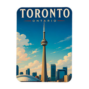 🗼 Toronto Ontario Skyline Retro Travel Magnet