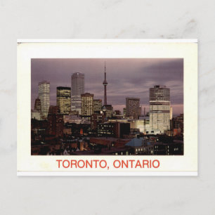 Toronto Ontario Vintage CN Tower Dusk Skyline Postcard