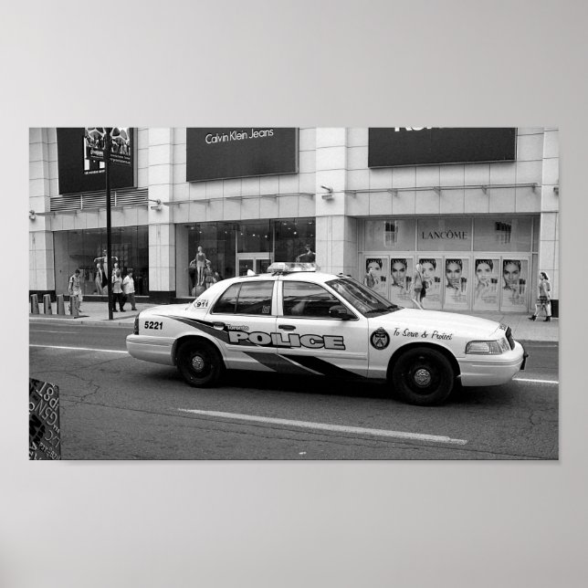 Toronto Police Car Black And White Photography Poster (Front)