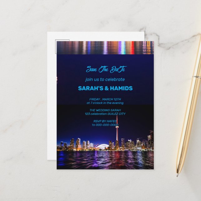 TORONTO Save the Date Template, Toronto Postcard S (Front/Back In Situ)