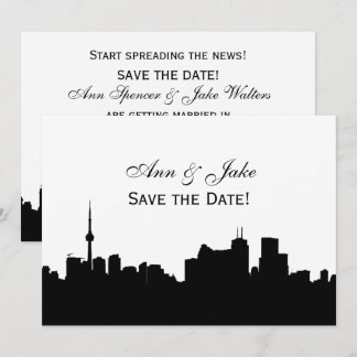 Toronto Silhouette DIY BG Colour Save the Date Wh2 Invitation