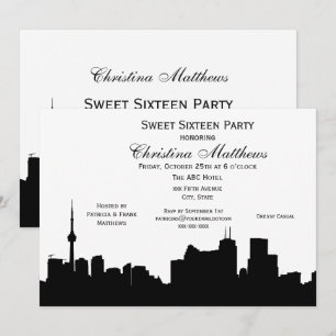 Toronto Silhouette DIY BG Colour Sweet 16 Invitation