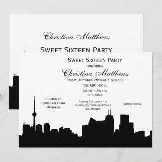 Toronto Silhouette DIY BG Colour Sweet 16 Invitation
