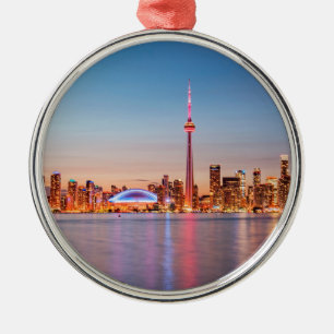 Toronto Skyline at Sunset Metal Tree Decoration