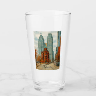 Toronto Skyline Canada Vintage Watercolor Glass