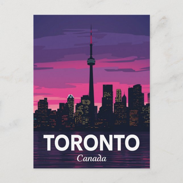Toronto Skyline City Tower Sunset Postcard (Front)