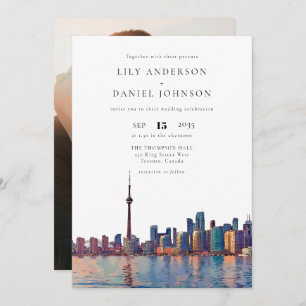 Toronto Skyline Destination Photo Wedding Invitation