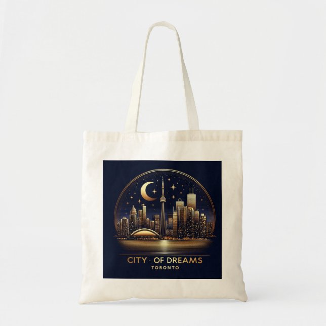 Toronto Skyline Elegance - Deep Navy & Gold Tote Bag (Front)