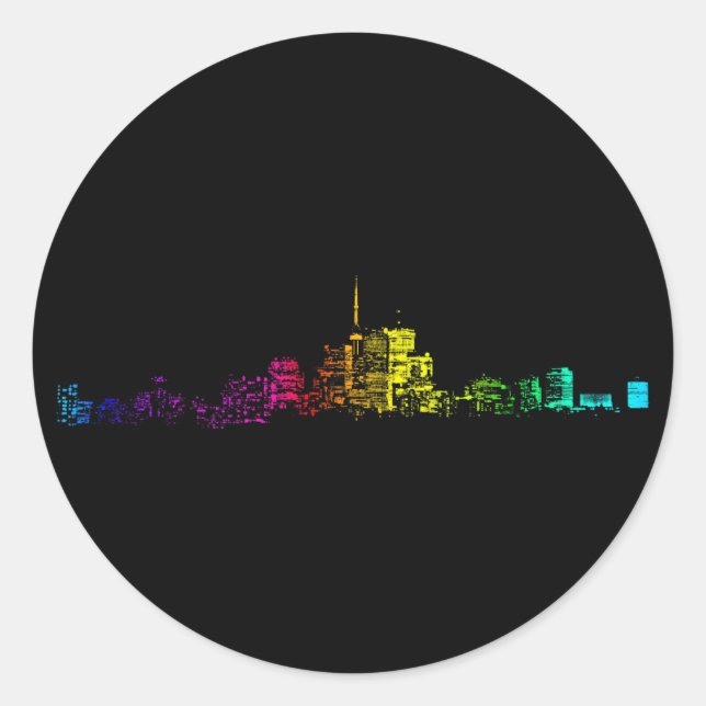 Toronto Skyline Gradient Classic Round Sticker (Front)