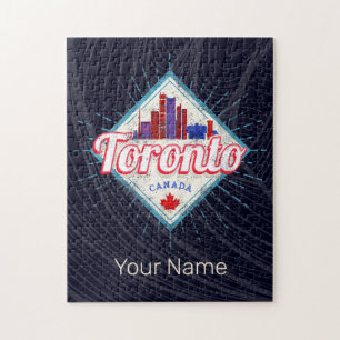 Toronto Skyline Ontario Retro Canada Vintage Jigsaw Puzzle