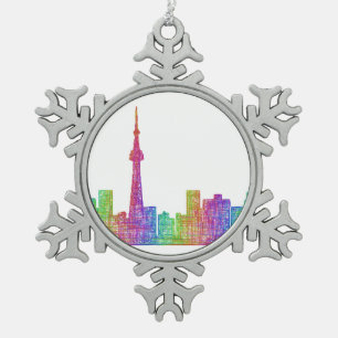 Toronto skyline snowflake pewter christmas ornament