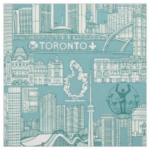 Toronto toile viridian turquoise blue fabric