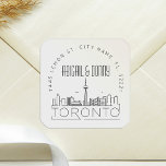 Toronto Wedding | Pre-Addressed Envelope Seal<br><div class="desc">Save time and make an impression while sending out your wedding invitations. These pre-addressed envelope seal stickers present themselves in an elegant yet modern deco-themed style and feature an illustration of the city of Toronto and its unique skyline. The neutral colors are suitable to complement a variety of wedding invitations...</div>