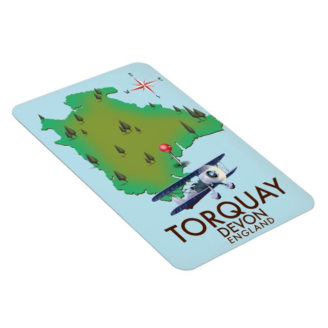 Torquay Devon Vintage map poster art. Magnet (Right Side)