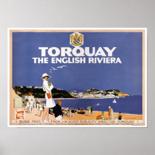 Torquay Vintage Travel Poster Restored