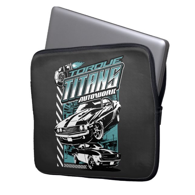 TORQUE TITANS AUTOWORKS - USA LEGEND CARS LAPTOP SLEEVE (Front Left)