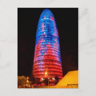 Torre Agbar at night, Barcelona Postcard