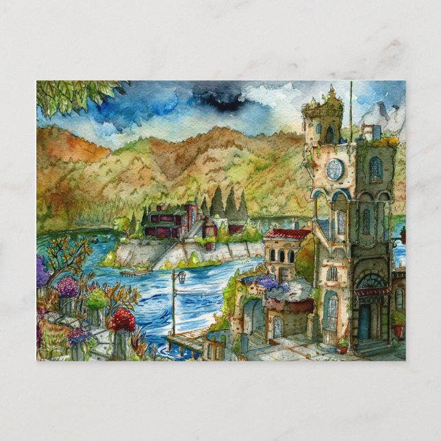 Torre del Lago Acuarela Postcard (Front)