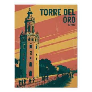 Torre del Oro Seville Spain Vintage Travel Poster