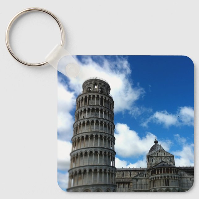 Torre di Pisa Tuscany with Beautiful Blue Sky Key Ring (Front)