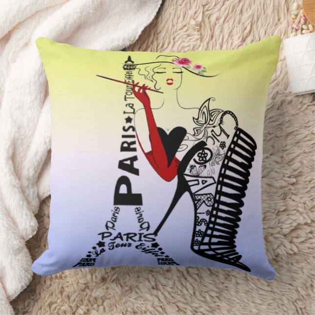 Torre Eiffel con caligrafía Cushion (Blanket)