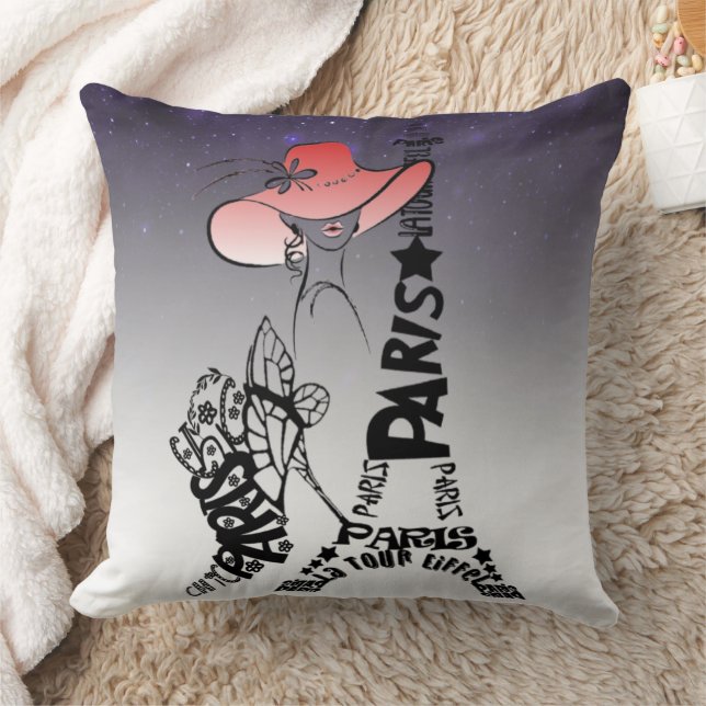 Torre Eiffel con caligrafía Cushion (Blanket)