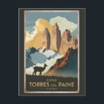 Torres del Paine Chile Illustration Travel Art Postcard<br><div class="desc">Torres Del Paine National Park vector art design. Torres del Paine National Park,  in Chile’s Patagonia region,  is known for its soaring mountains and bright blue icebergs.</div>