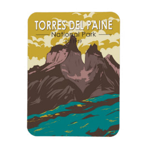 Torres del Paine National Park Chile Art Vintage Magnet