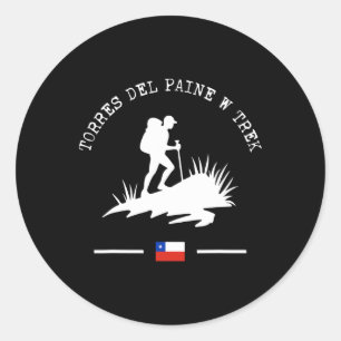 Torres Del Paine W Trek National Park Trail Hiker Classic Round Sticker