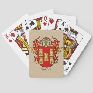 Torres Heraldic Shield with Mantling Playing Cards