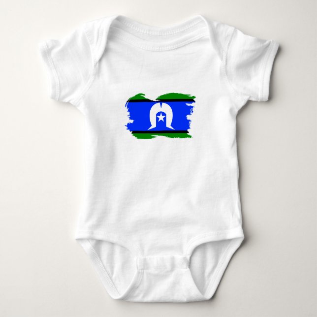 Torres Strait Islander Flag Border Grunge Baby Bodysuit (Front)