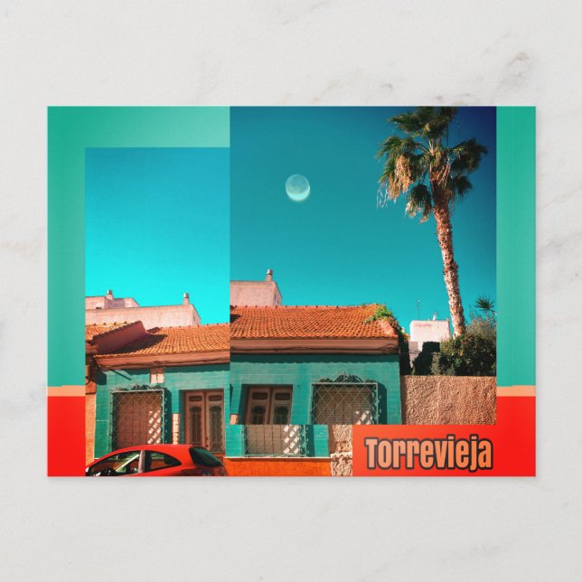 Torrevieja, Alicante in Orange and Turqoise Postcard (Front)