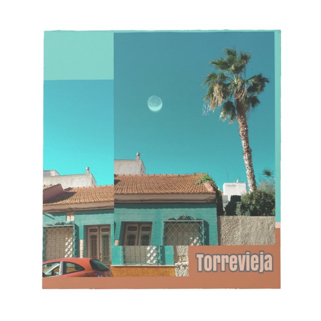 Torrevieja in Orange and Turqoise Notepad (Front)