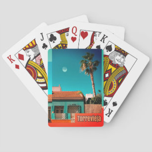 Torrevieja in Orange and Turqoise Playing Cards