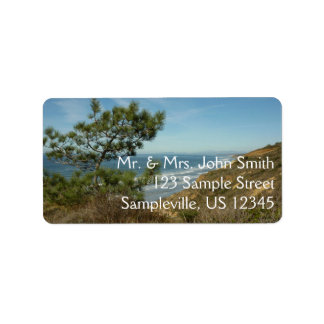 Torrey Pine and California Coastline Landscape Label