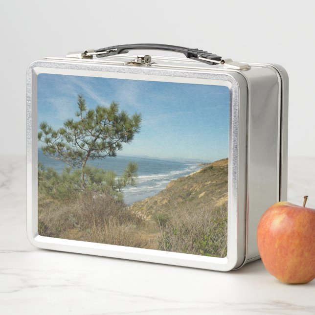 Torrey Pine and California Coastline Landscape Metal Lunch Box (In Situ)