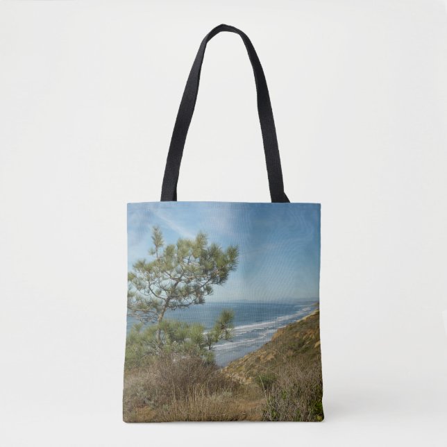 Torrey Pine and California Coastline Landscape Tote Bag (Front)